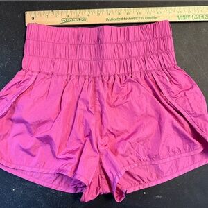 Free People Movement Metallic Pink The Way Home Hight Waisted Shorts Size Large